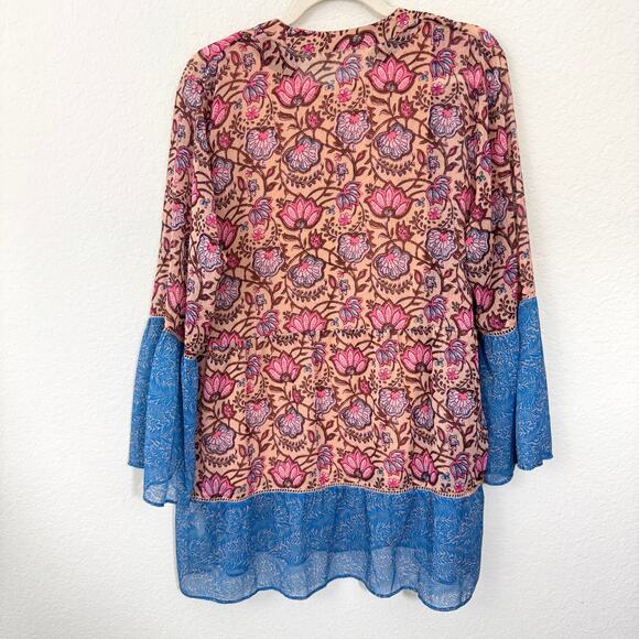 Soft Surroundings Womens Blouse Top Size L Floral Embroider Sequin Boho Artsy - Picture 3 of 8